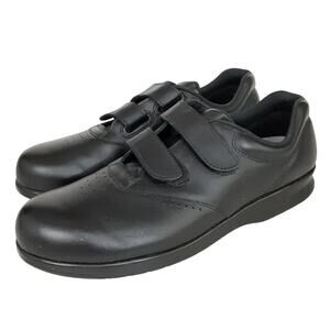 SAS Me Too EZ Strap Walking Shoes Black Leather Comfort Shoe Womens 10N Orthotic
